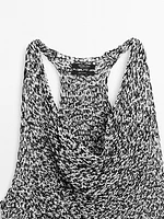 Top drapé en maille chinée