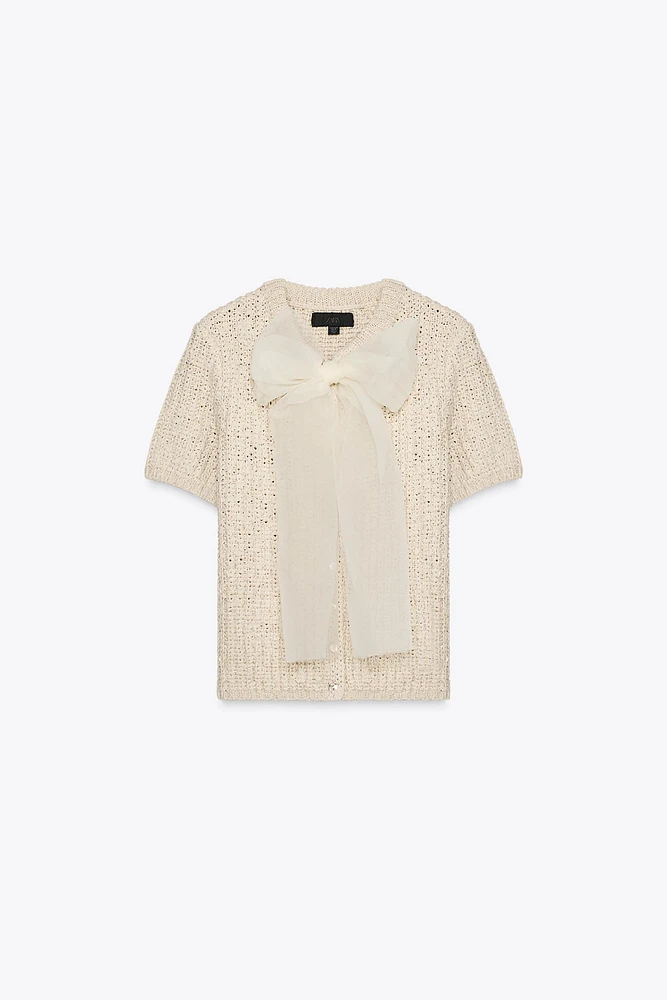ORGANZA BOW KNIT TOP