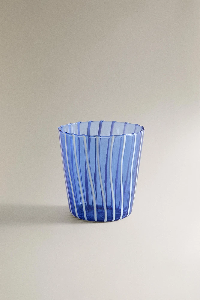 STRIPED BOROSILICATE GLASS TUMBLER WITH LINES