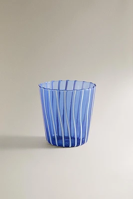 STRIPED BOROSILICATE GLASS TUMBLER WITH LINES