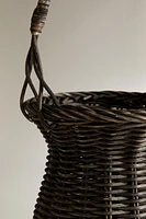 RATTAN BASKET VASE WITH HANDLE