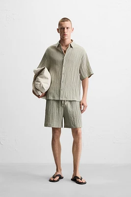 WRINKLED EFFECT JACQUARD BERMUDA SHORTS