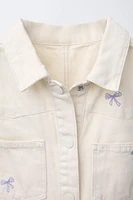 EMBROIDERED BOW TWILL SHORT JUMPSUIT