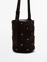 Sac seau à clous en croûte de cuir