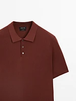 100% cotton textured knit polo shirt