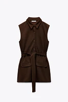 TWILL BELTED VEST