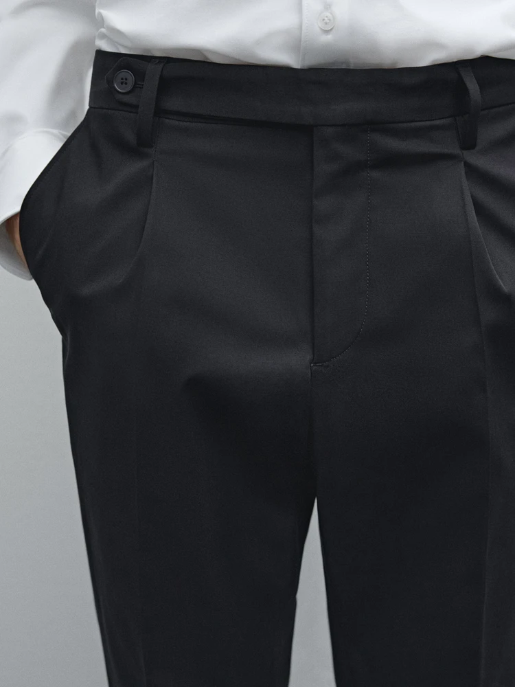 Cotton blend stretch trousers