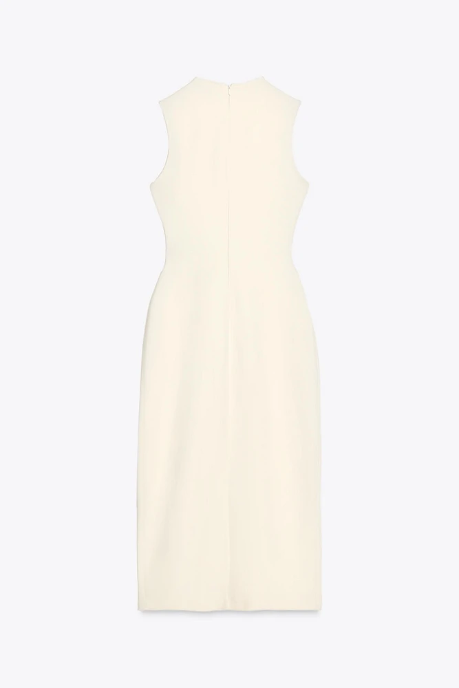 BELTED CREPE MIDI DRESS