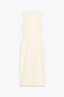 BELTED CREPE MIDI DRESS