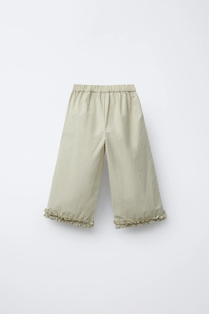RUFFLED POPLIN PANTS