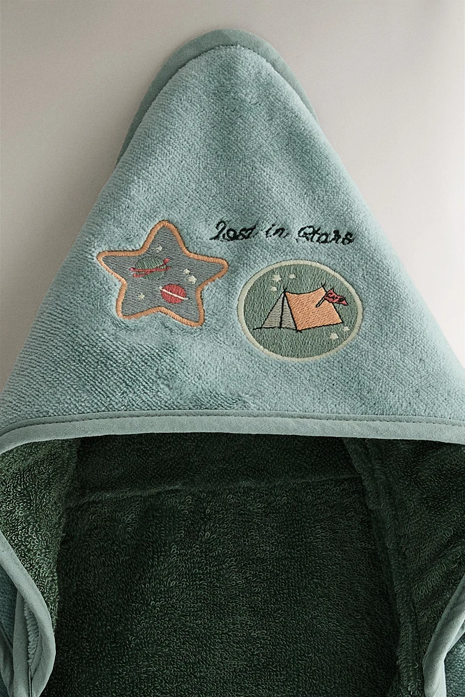 SERVIETTE DE BAIN CAPUCHE BÉBÉ ESPACE