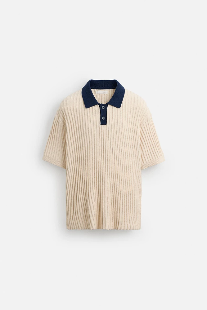 CONTRASTING KNIT POLO SHIRT