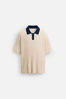 CONTRASTING KNIT POLO SHIRT