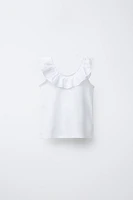 SWISS EMBROIDERED RUFFLE TOP