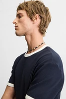 BASIC CONTRAST RIBBED T-SHIRT