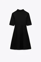 STRETCH KNIT SKATER DRESS WITH BELT