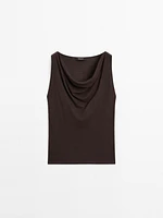 Top encolure drapée 100 % coton