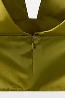 HALTER SATIN EFFECT HANDKERCHIEF TOP