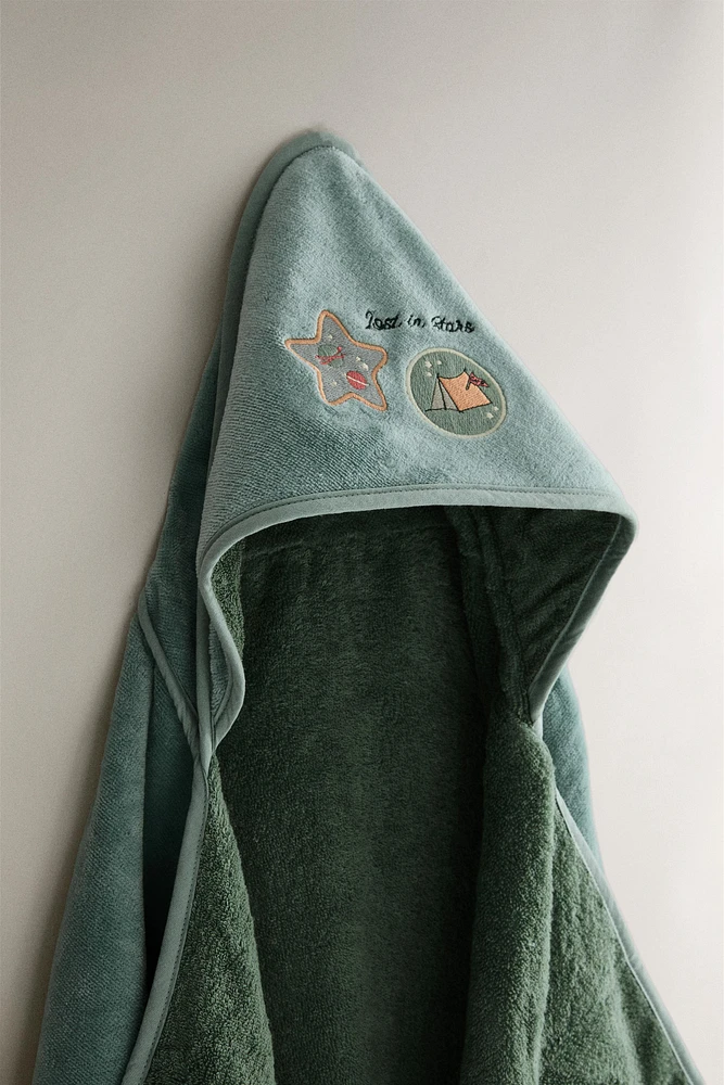 SERVIETTE DE BAIN CAPUCHE BÉBÉ ESPACE