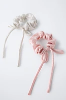 TWO-PACK OF GLITTERY BOW HAIR TIES