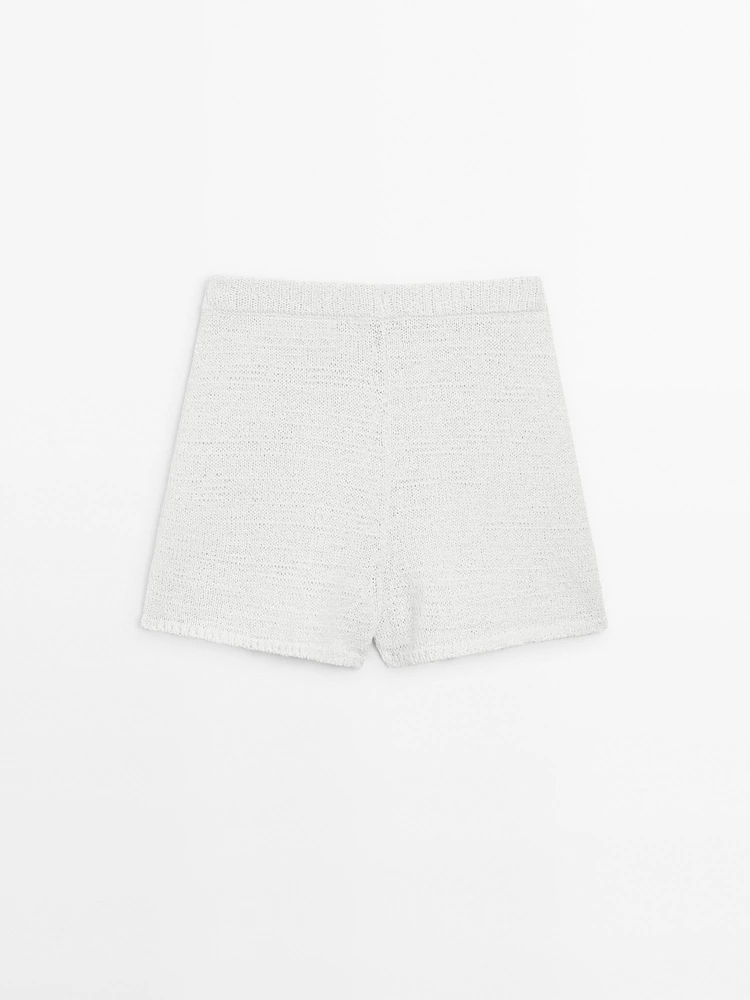 Cotton blend knit shorts