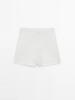 Cotton blend knit shorts