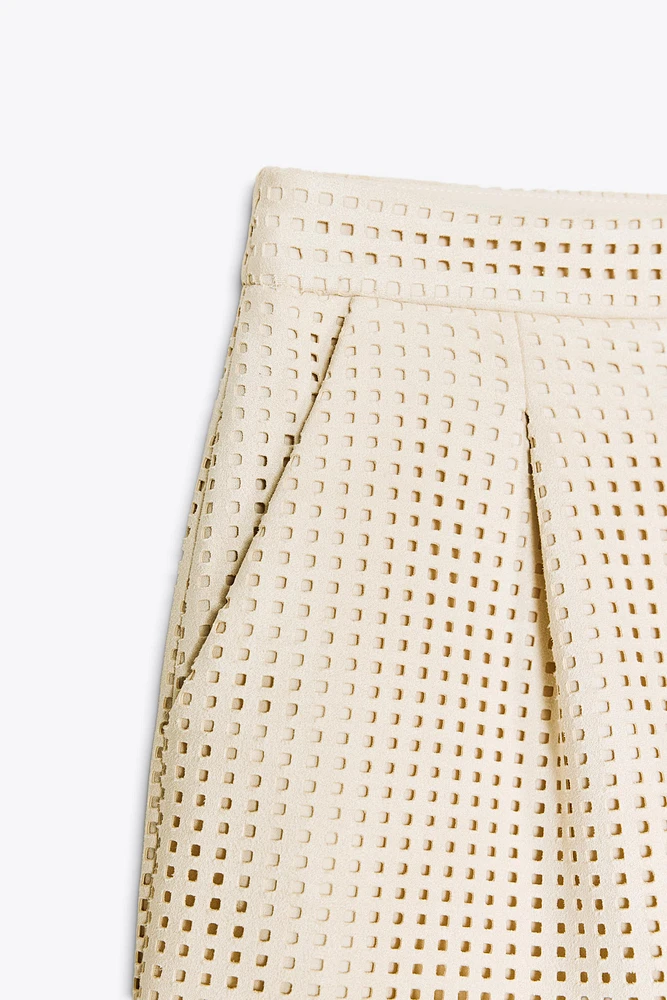 FAUX SUEDE EYELET SHORTS