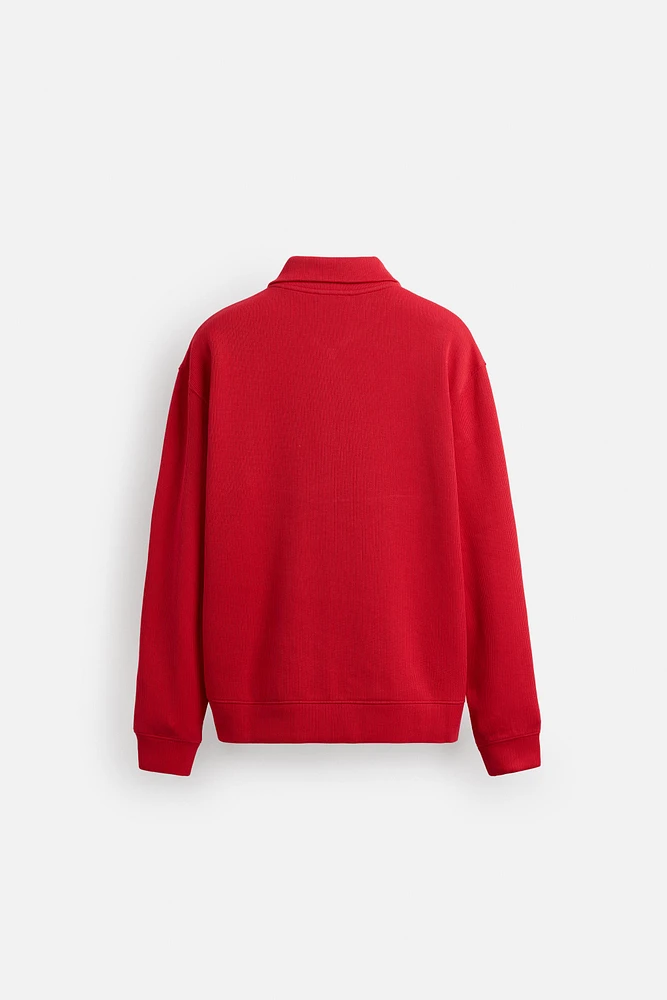 TEXTURED ZIP SWEATSHIRT