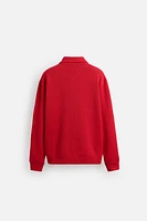 TEXTURED ZIP SWEATSHIRT