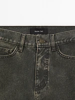 Pantalon wide coated denim look en coton