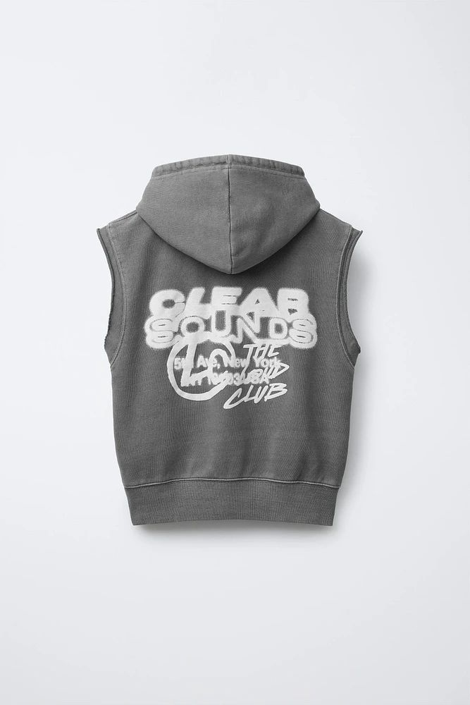 HOODED SWEATSHIRT VEST