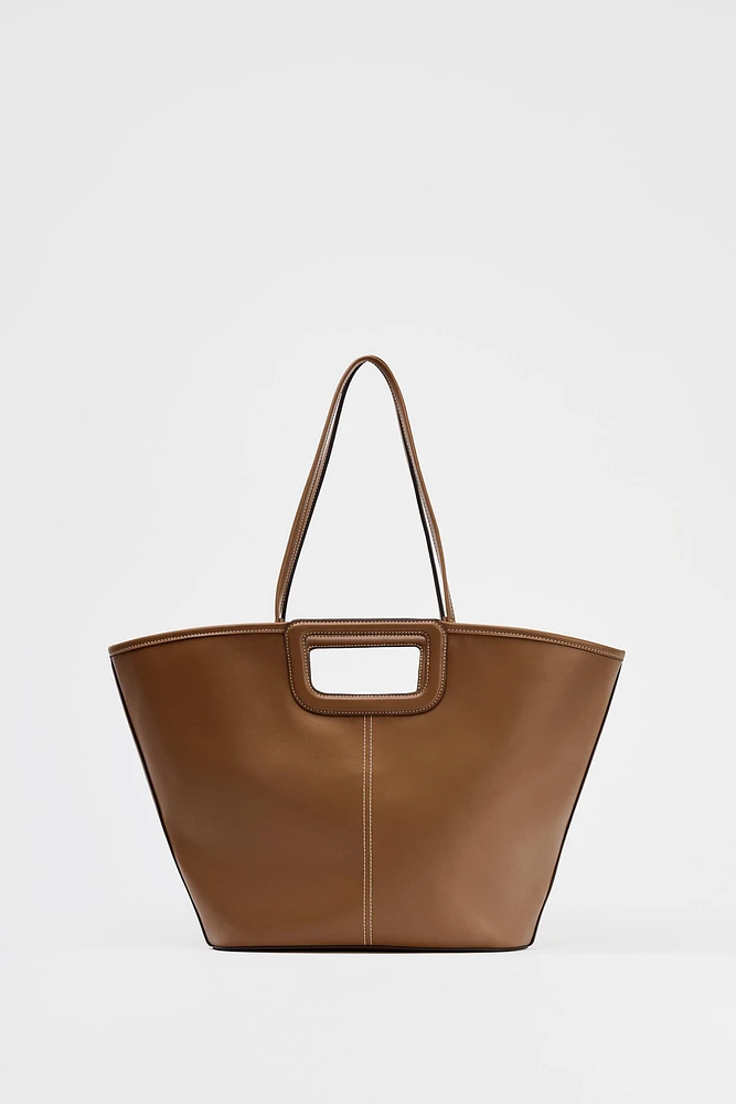 TOPSTITCHED MAXI TOTE BAG
