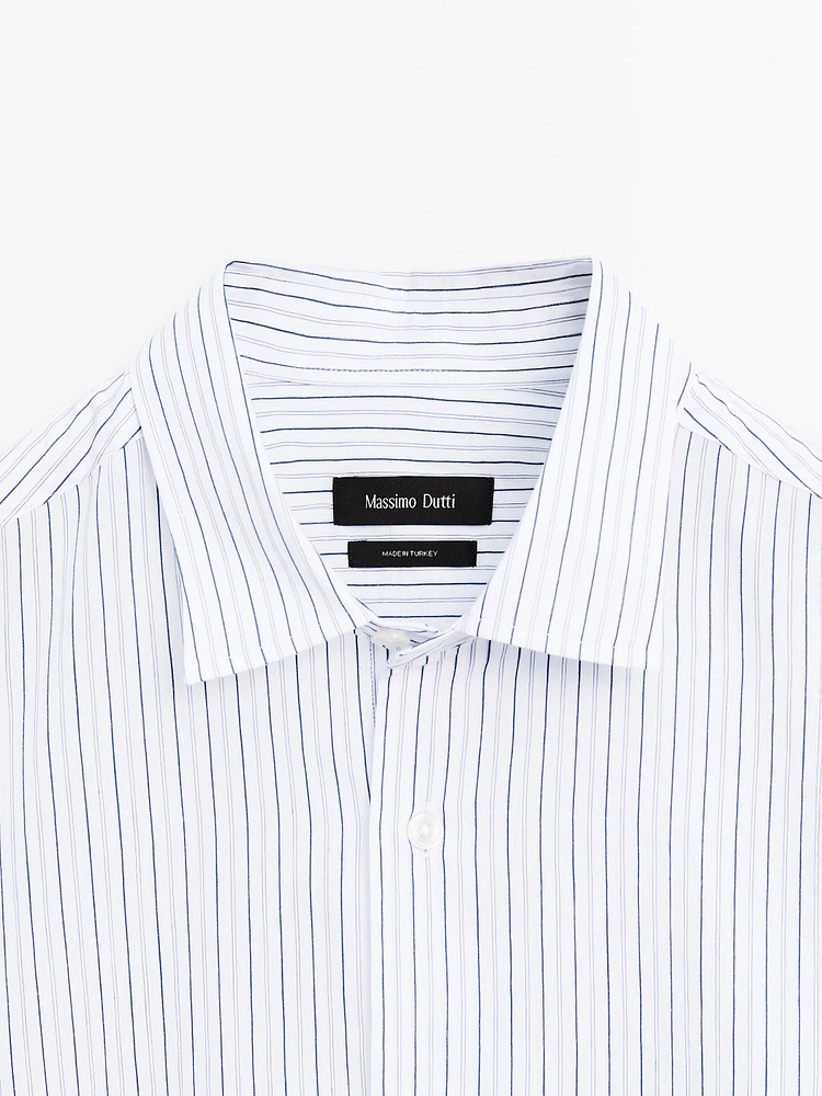 Regular fit striped cotton blend shirt