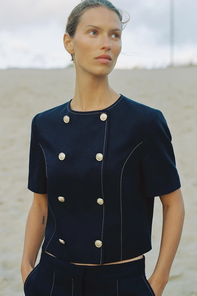 SHORT SLEEVE DOUBLE BREASTED BLAZER