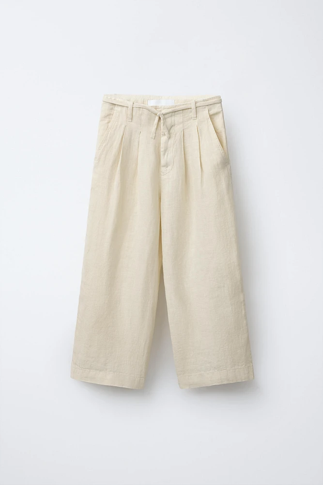 100% LINEN PLEATED PANTS