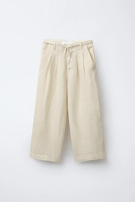 100% LINEN PLEATED PANTS