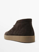 Soft split suede ankle boots