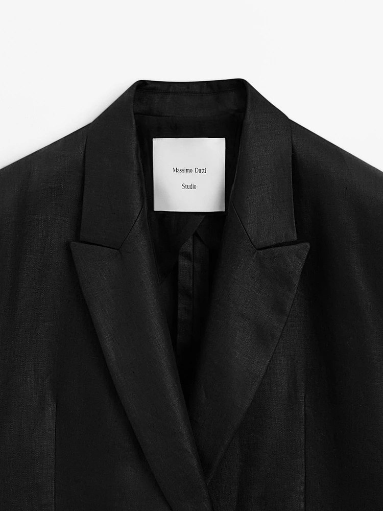 100% linen double-breasted blazer - Studio