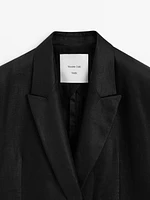 100% linen double-breasted blazer