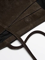Split suede leather bucket bag