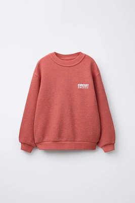WASHED EFFECT TEXT PRINT SWEATSHIRT