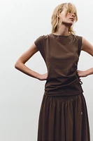 DRAWSTRING RUCHED T-SHIRT