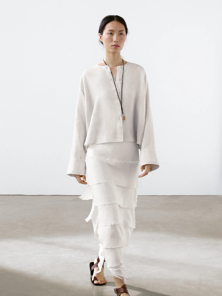 100% linen flowing shirt with buttons