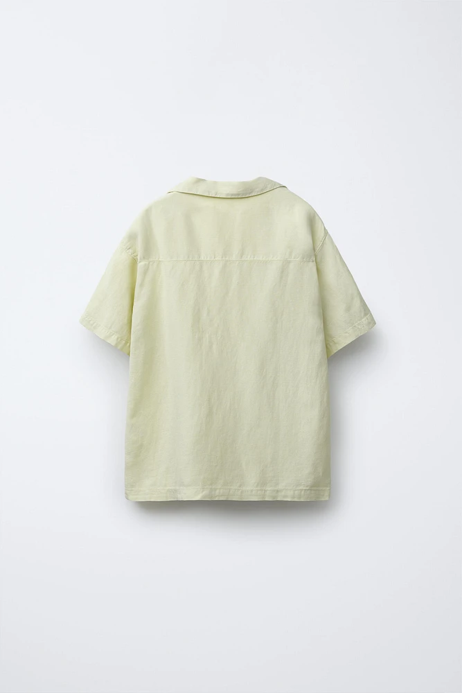 LINEN CAMP COLLAR SHIRT