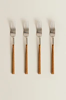 SET OF FORKS WITH WOOD-DESIGN HANDLES (SET OF 4)