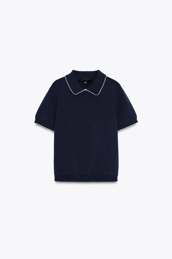 CONTRAST TRIM KNIT TOP