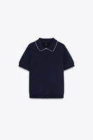 CONTRAST TRIM KNIT TOP