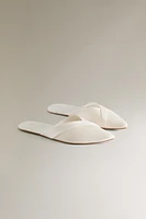 PLEATED SATEEN MULE SLIPPERS