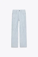 STRIPED PRINT STRAIGHT CUT PANTS