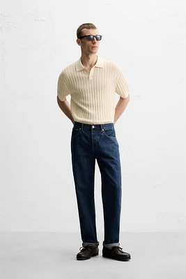 POLO EN MAILLE DE COTON ET LIN